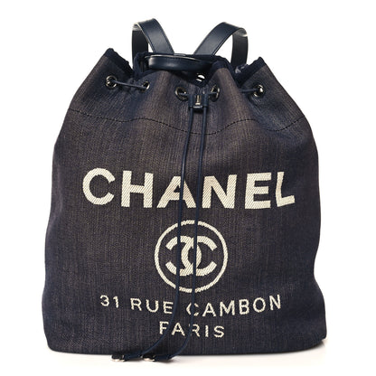 Chanel Canvas Large Deauville Backpack Denim Blue 1 of 10