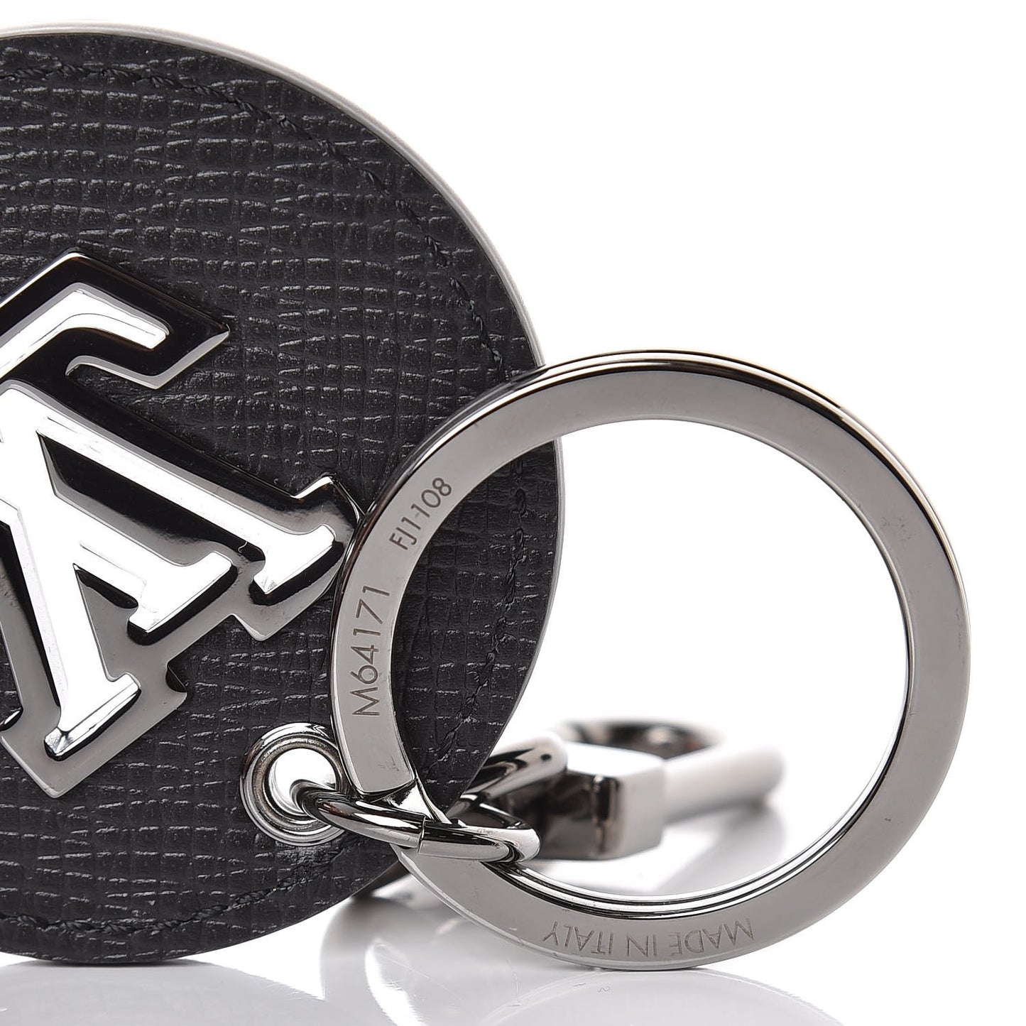 Taiga LV Circle Eyelet Bag Charm Key Holder Black