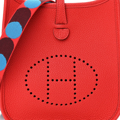 Hermes Taurillon Clemence Flipperball Evelyne TPM Rouge De Coeur Bleu Frida 8 of 11