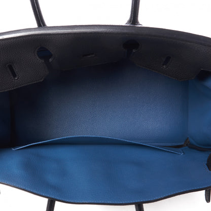 Hermes Togo Verso Birkin 35 Black Bleu Agate 15 of 31