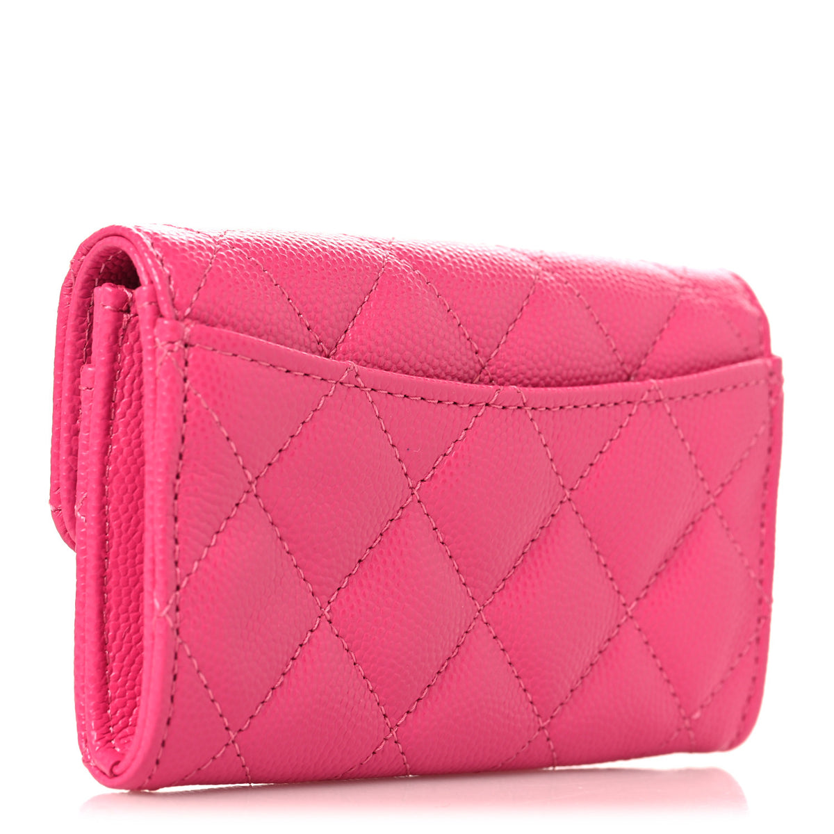 Chanel Caviar Quilted Flap Card Holder Wallet Dark Pink 3 of 9