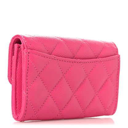 Chanel Caviar Quilted Flap Card Holder Wallet Dark Pink 3 of 9