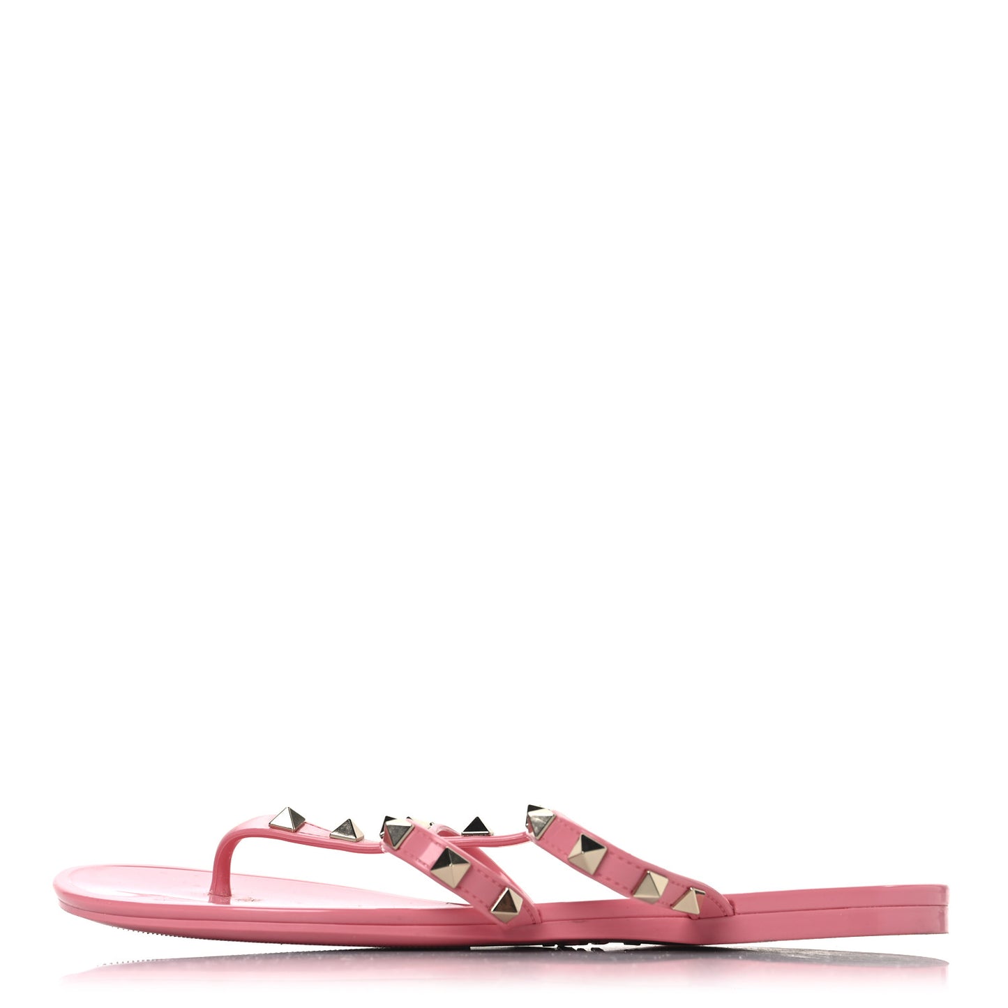 PVC Jelly Rockstud Caged Flat Thong Sandals 37 Dawn Pink