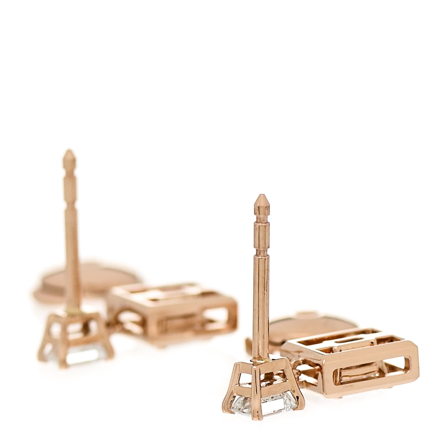 18K Rose Gold Diamond Jewel Box Drop Earrings