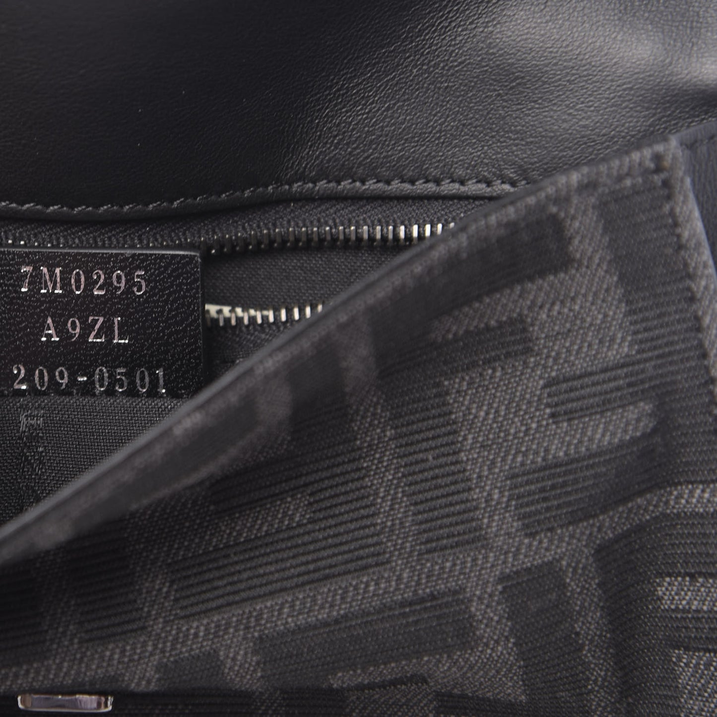Recycled Fabric Jacquard Vitello Grace FF 1974 Baguette Belt Pouch Asfalto Black