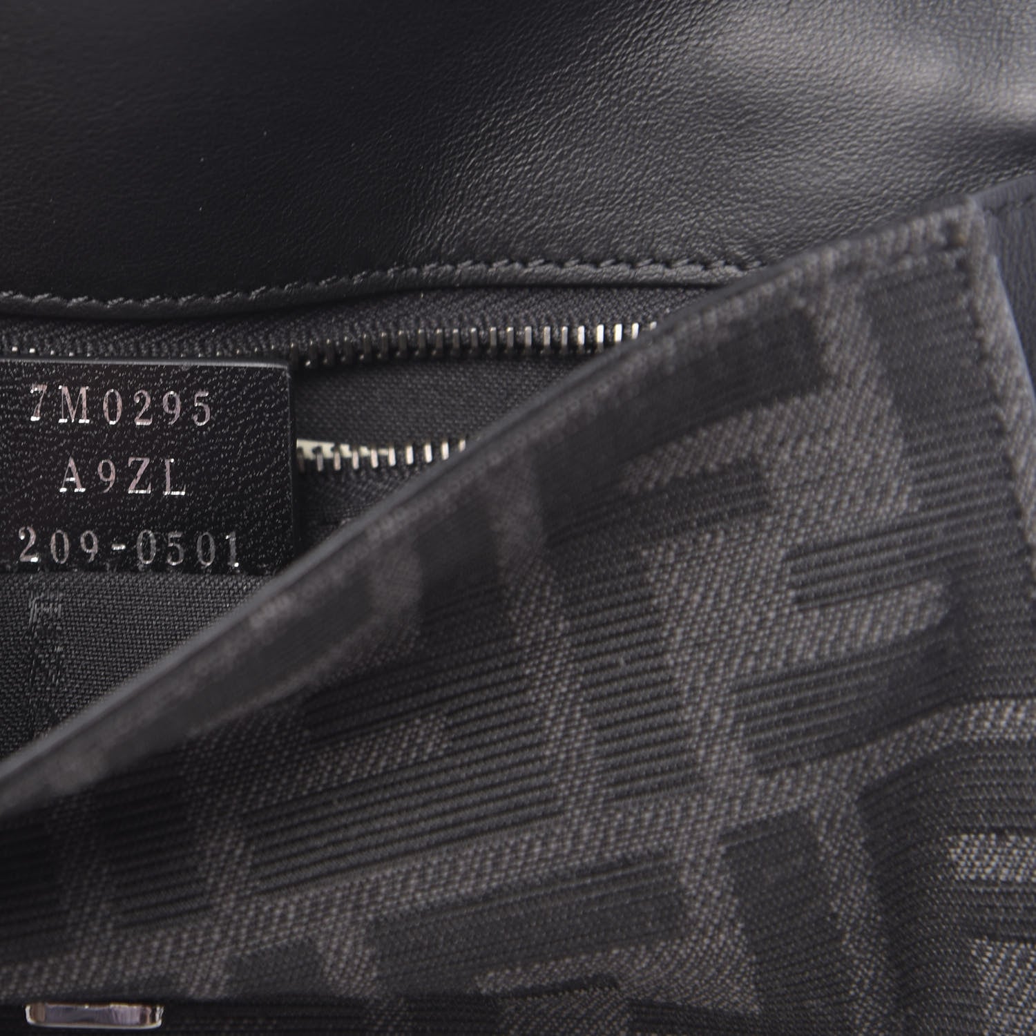 Fendi Recycled Fabric Jacquard Vitello Grace FF 1974 Baguette Belt Pouch Asfalto Black 7 of 10