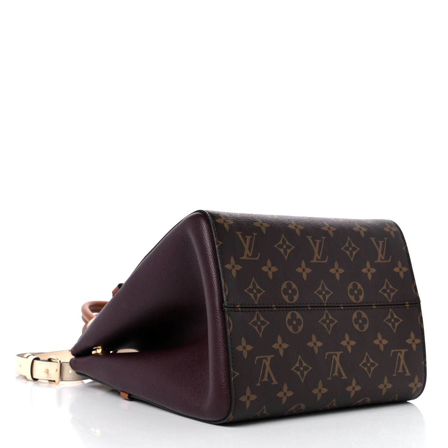 Calfskin Monogram Fold Tote MM Black Wine Cream