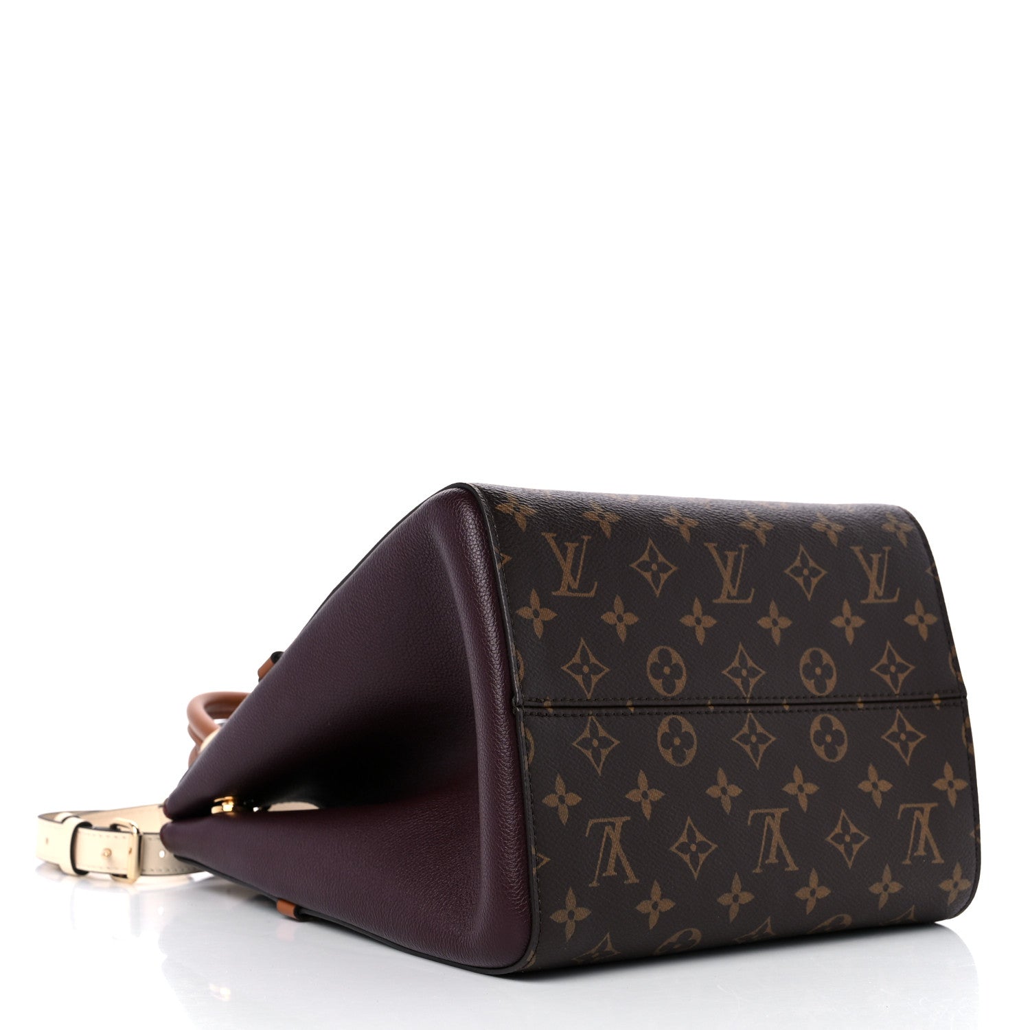 Louis Vuitton Calfskin Monogram Fold Tote MM Black Wine Cream 4 of 10