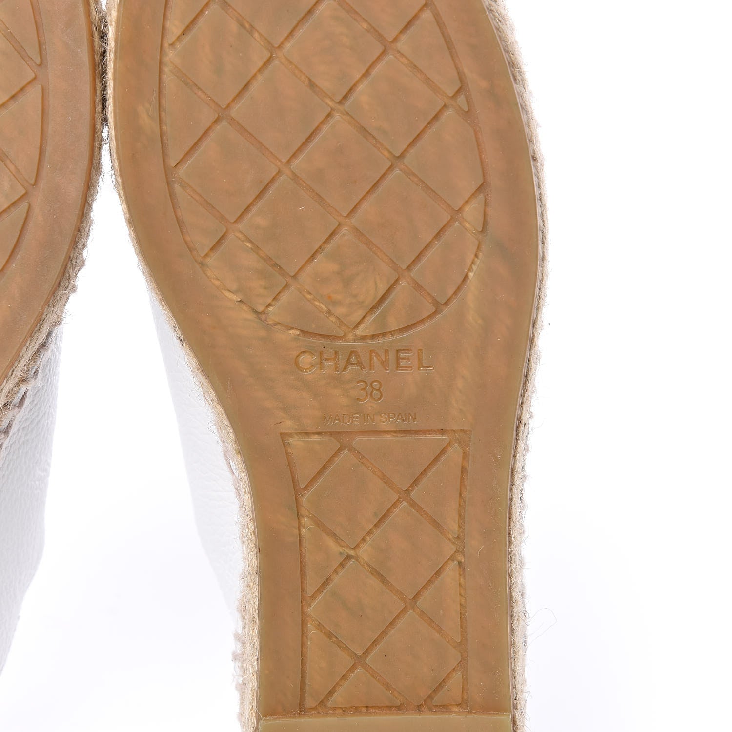 Chanel Grained Calfskin CC Espadrilles 38 White Black 6 of 10