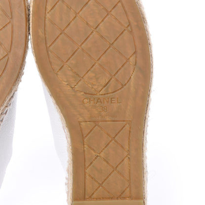 Chanel Grained Calfskin CC Espadrilles 38 White Black 6 of 10
