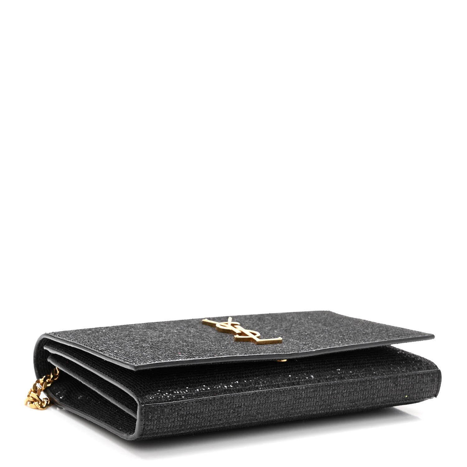 Saint Laurent Glitter Monogram Chain Wallet Black 4 of 10