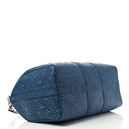 Louis Vuitton Cowhide Monogram Keepall Bandouliere 50 Denim Blue 3 of 7