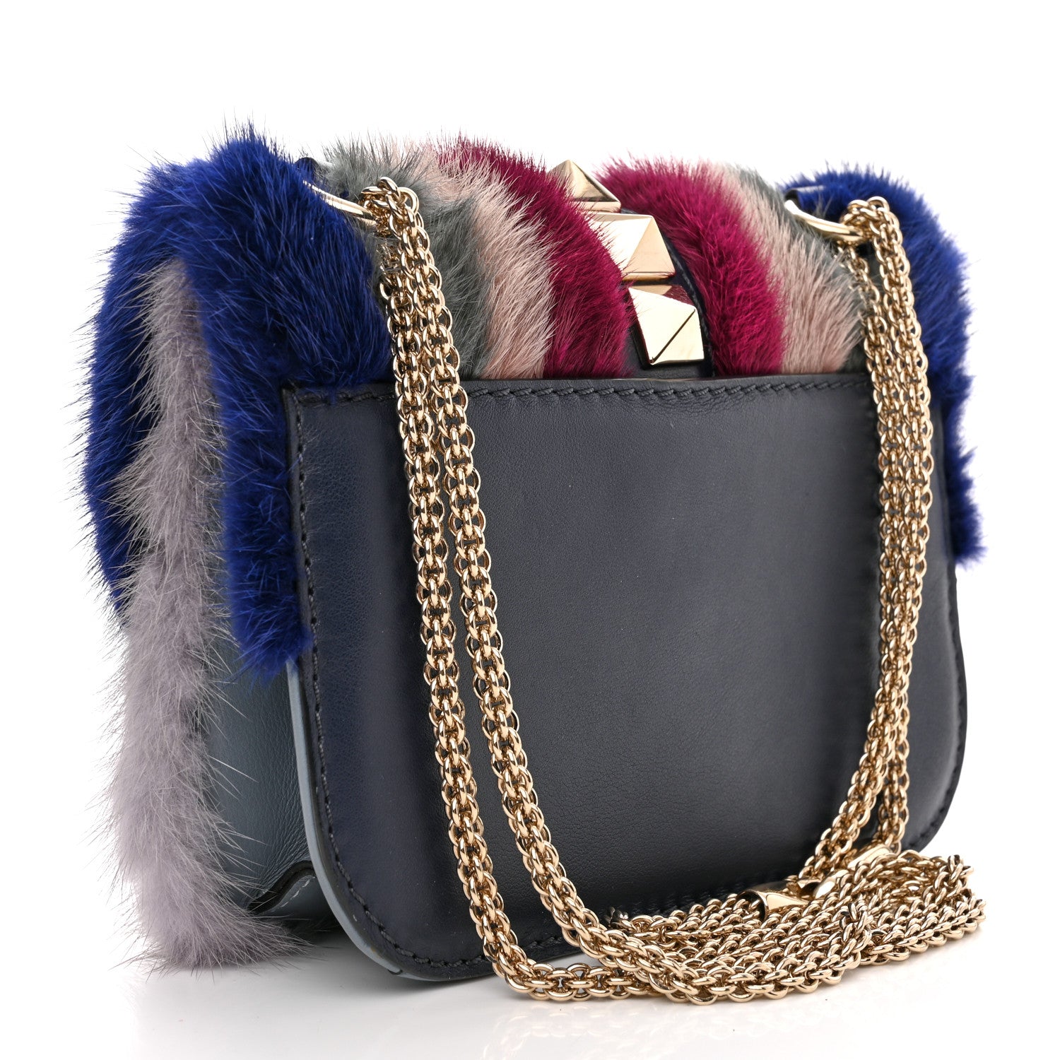 Valentino Garavani Mink Fur Colorblock Small Glam Lock Rockstud Flap Multicolor 3 of 9