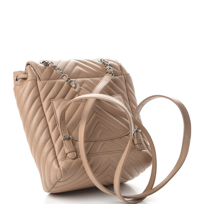 Chanel Calfskin Chevron Quilted Small Urban Spirit Backpack Beige 2 of 10