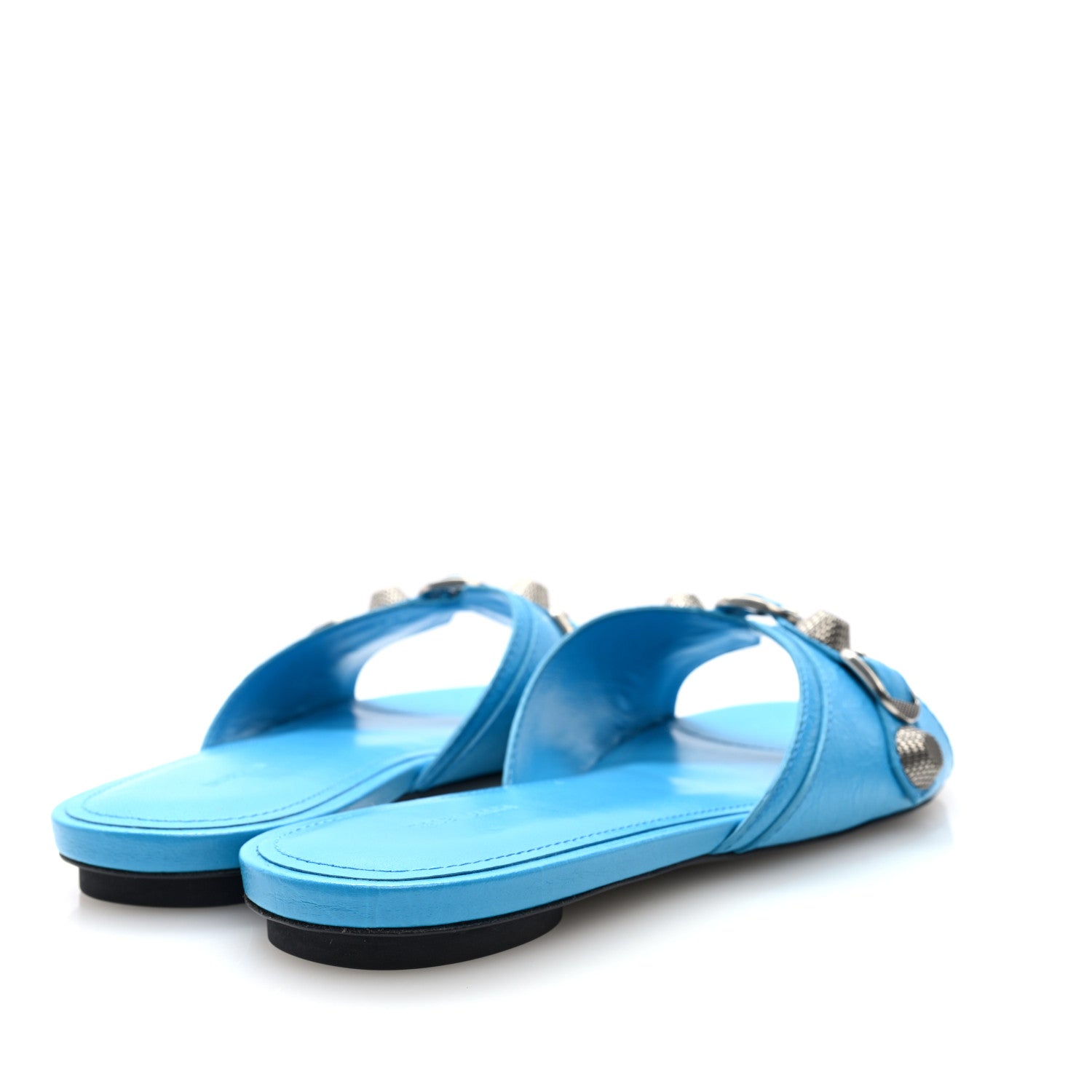Balenciaga Agneau Arena Cagole Flat Sandals 38.5 Cyan 3 of 9