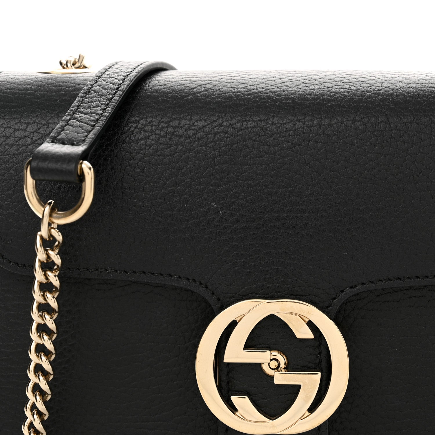 Gucci Dollar Calfskin Small Interlocking G Shoulder Bag Black 14 of 15