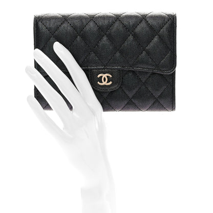 Chanel Iridescent Caviar Quilted Medium Flap Wallet Black 2 of 9