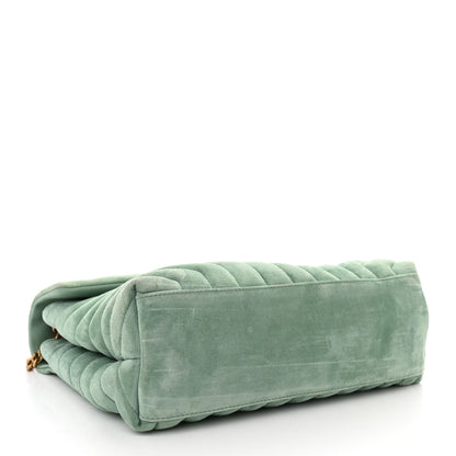 Saint Laurent Suede Y Quilted Monogram Medium Loulou Chain Satchel Vert Opaline 4 of 10