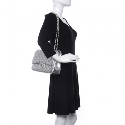 Chanel Metallic Lambskin Quilted Jumbo Single Flap Silver 2 of 10