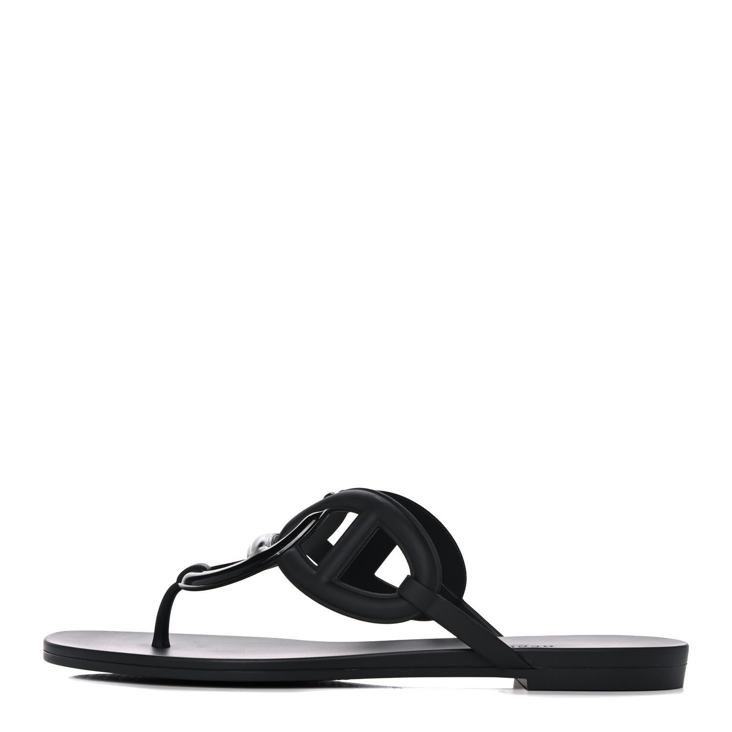 Hermes Rubber Womens Egerie Sandals 40 Black 1 of 9