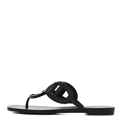 Hermes Rubber Womens Egerie Sandals 40 Black 1 of 9