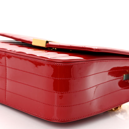 Saint Laurent Patent Matelasse Monogram Large Vicky Chain Bag Rouge Eros 9 of 9