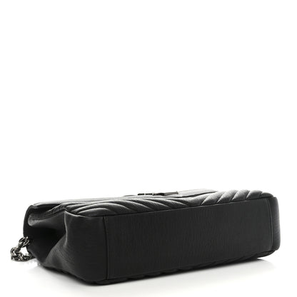 Saint Laurent Sheepskin Matelasse Chevron Monogram Large College Satchel Black 4 of 10