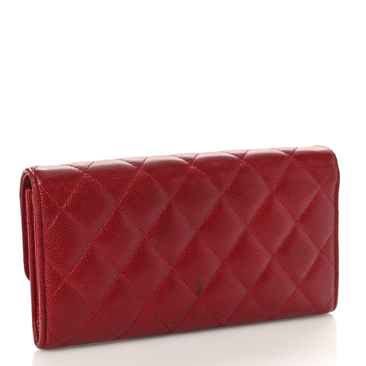 Chanel Caviar Quilted Large Gusset Flap Wallet Dark Red 3 of 11