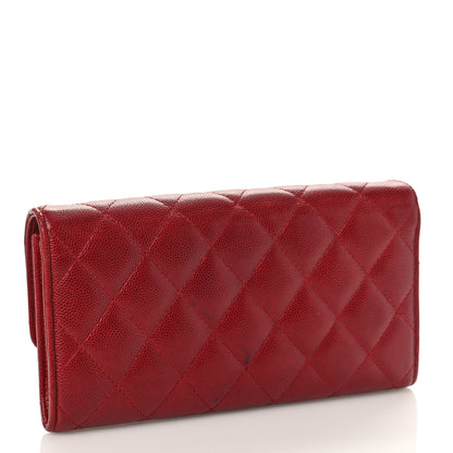 Chanel Caviar Quilted Large Gusset Flap Wallet Dark Red 3 of 11
