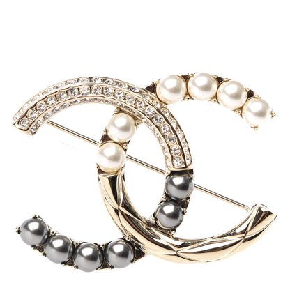 Chanel Pearl Crystal Bright Young Thing CC Brooch Gold 1 of 4
