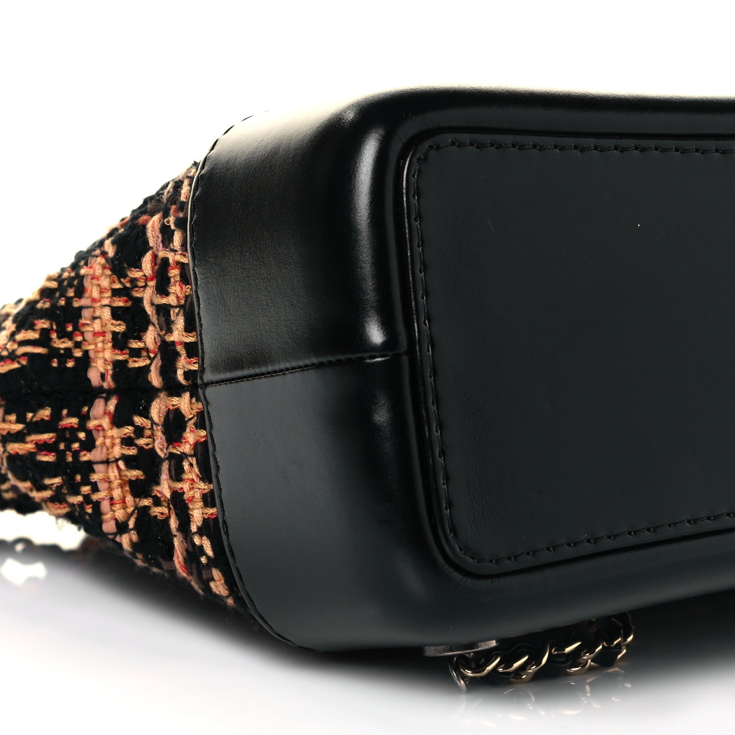 Chanel Tweed Calfskin Quilted Gabrielle Backpack Black Orange 6 of 7