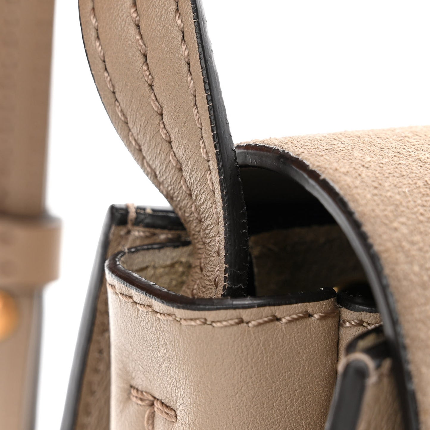 Suede Calfskin Small Faye Shoulder Bag Motty Grey