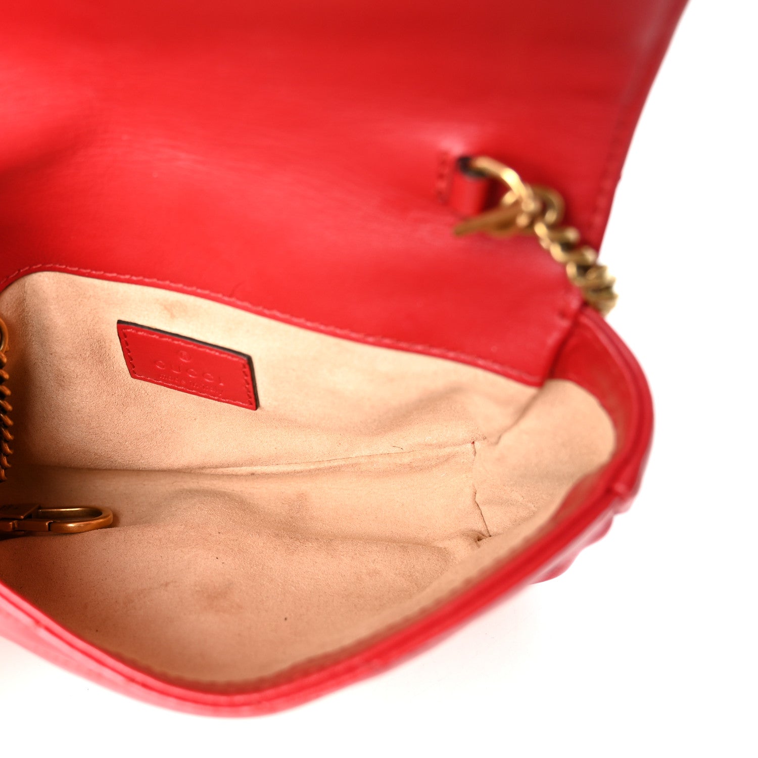 Gucci Calfskin Matelasse Super Mini GG Marmont Shoulder Bag Hibiscus Red 5 of 11