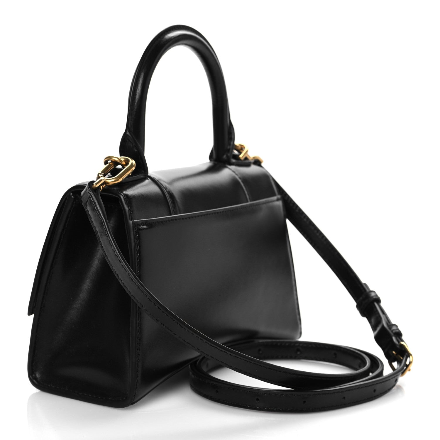 Balenciaga Shiny Box Calfskin Hourglass Top Handle Bag XS Black 3 of 9