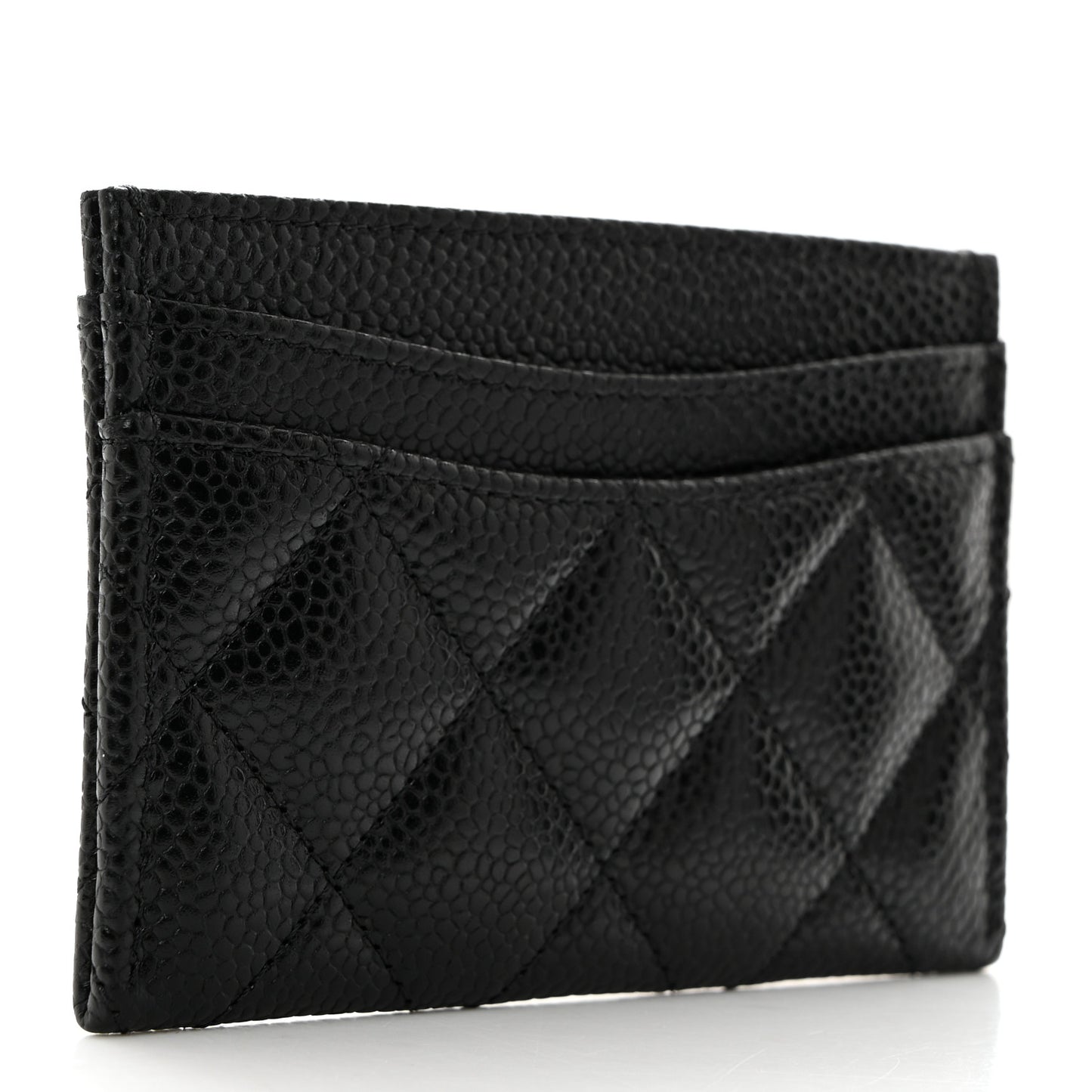 Caviar Quilted Card Holder Black