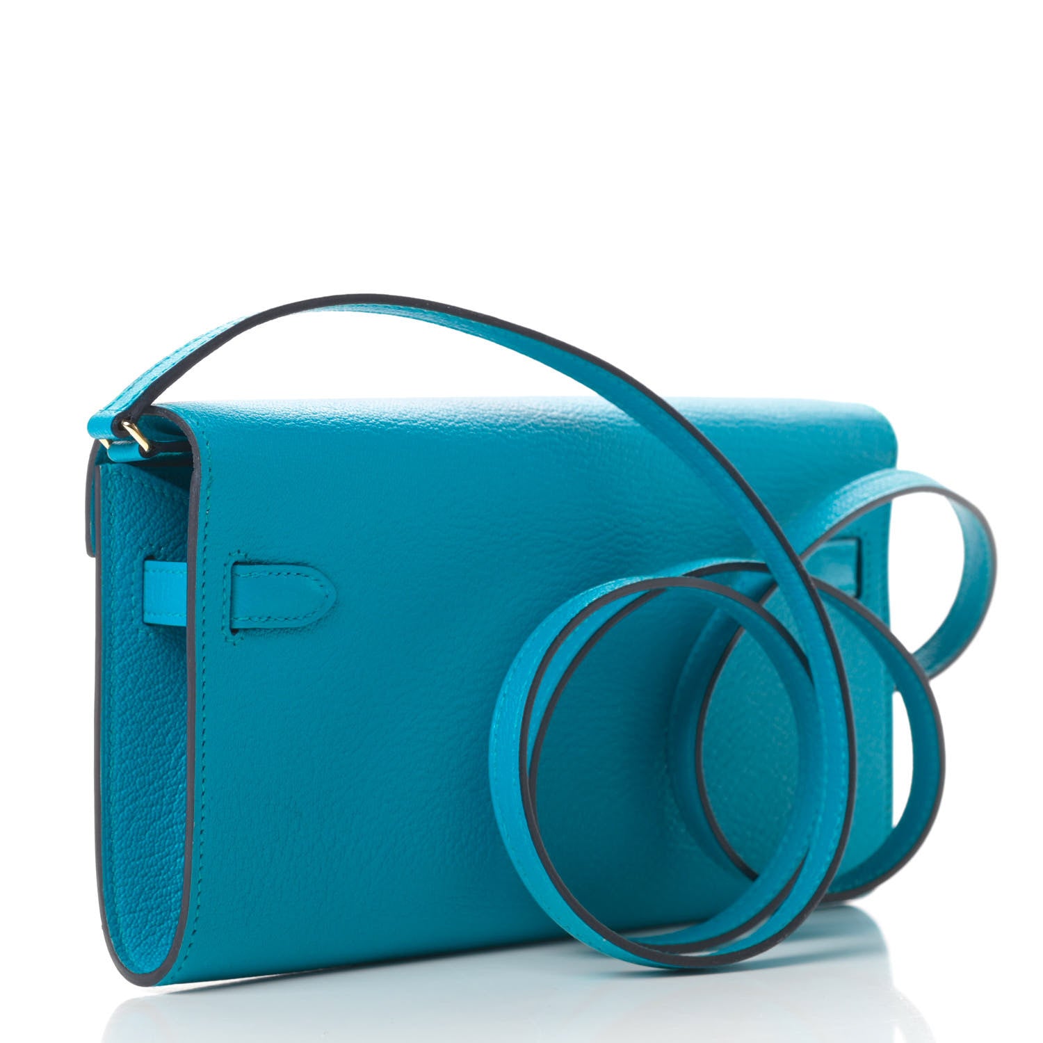 Hermes Chevre Mysore Kelly Wallet To Go Bleu Zanzibar 2 of 10