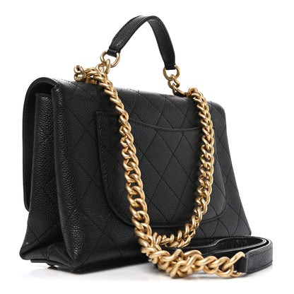 Chanel Caviar Diamond Stitched Small Top Handle Flap Black 3 of 10