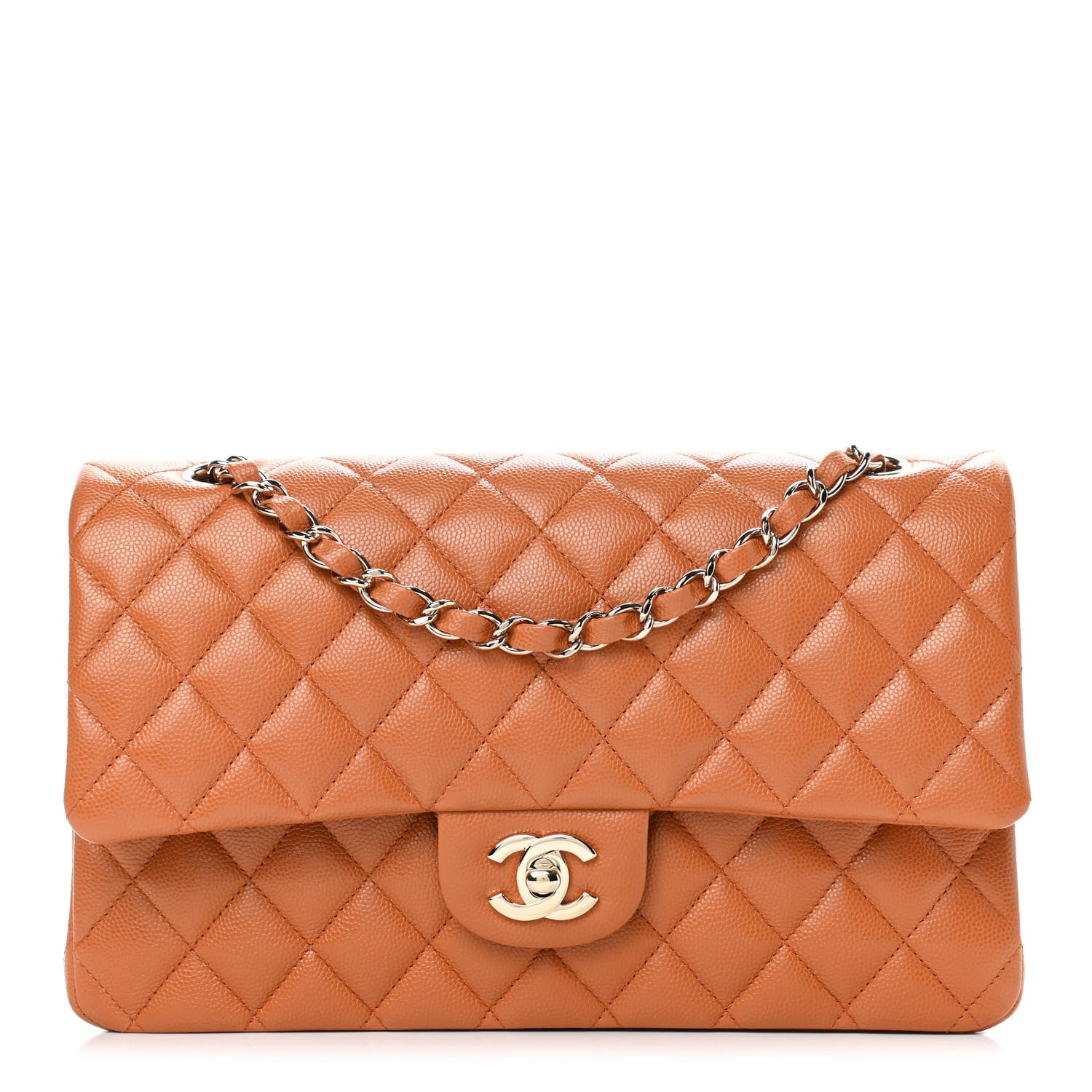 Chanel Caviar Quilted Medium Double Flap Light Brown 1 of 10