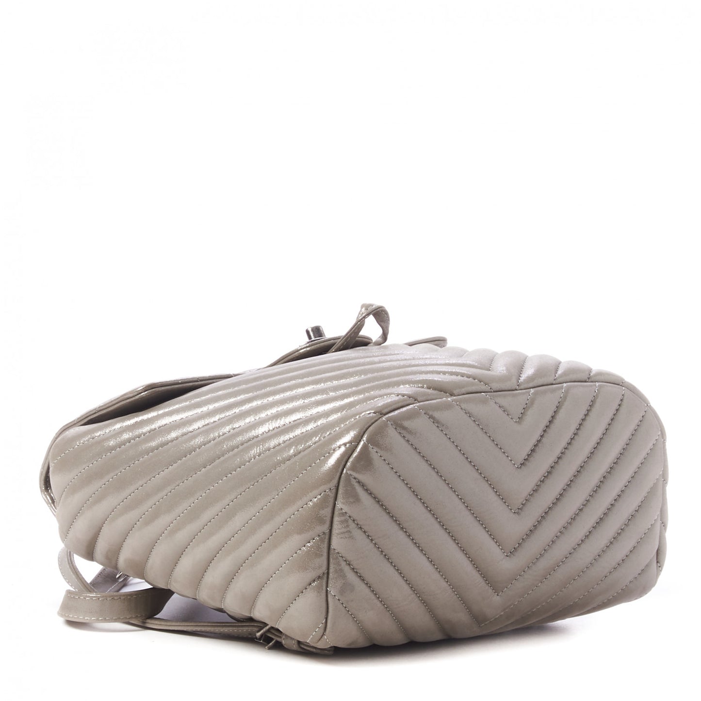 Metallic Calfskin Chevron Quilted Small Urban Spirit Backpack Silver