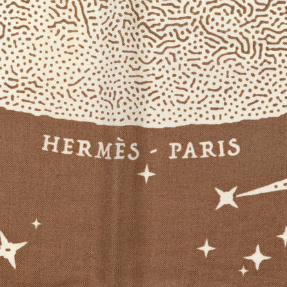 Hermes Silk Cashmere Clair De Lune Shawl 140 Camel White 2 of 5