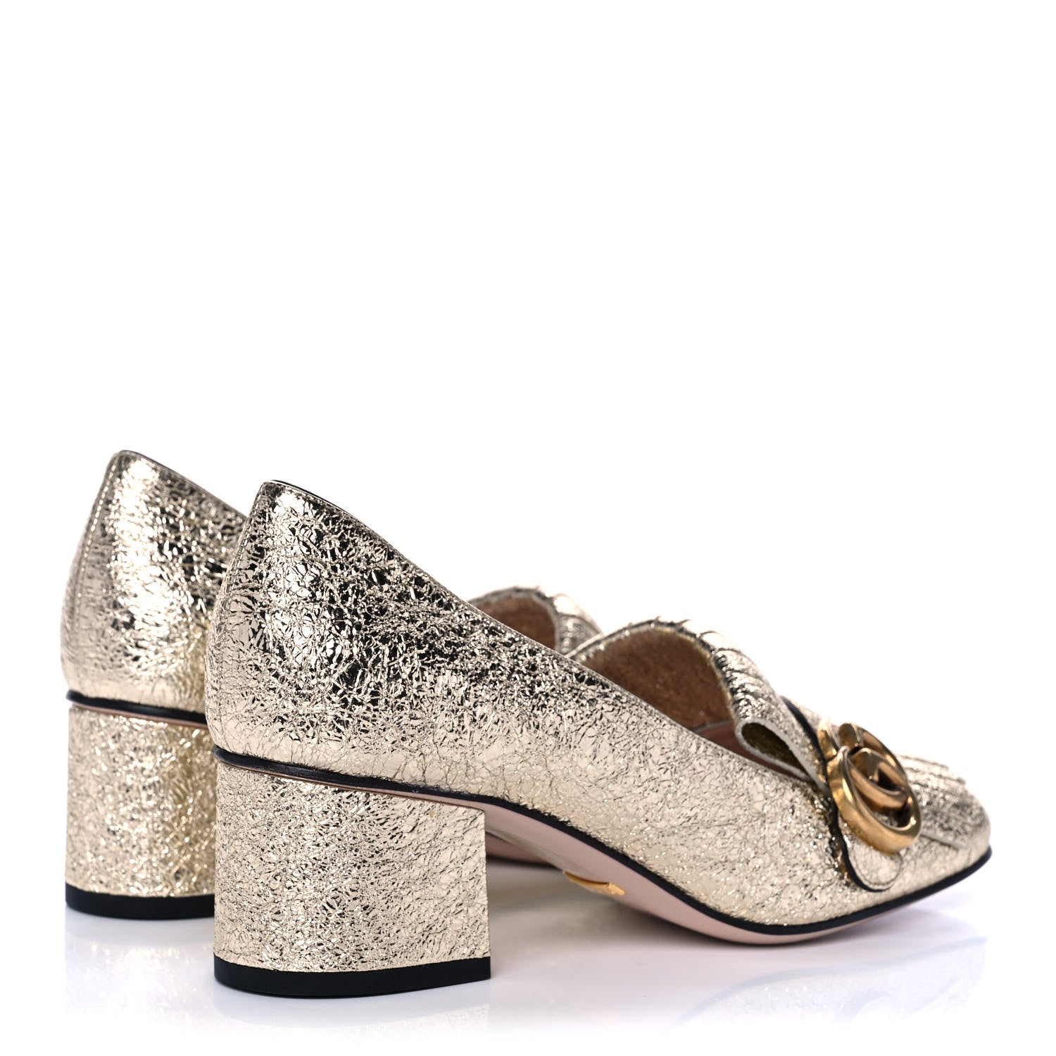 Gucci Galassia GG Marmont Fringe 50mm Loafer Pumps 37 Platino 4 of 10
