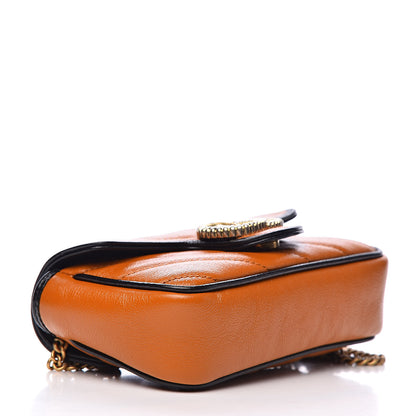 Gucci Vintage Effect Calfskin Matelasse Diagonal Super Mini Torchon GG Marmont Shoulder Bag Cognac 4 of 10