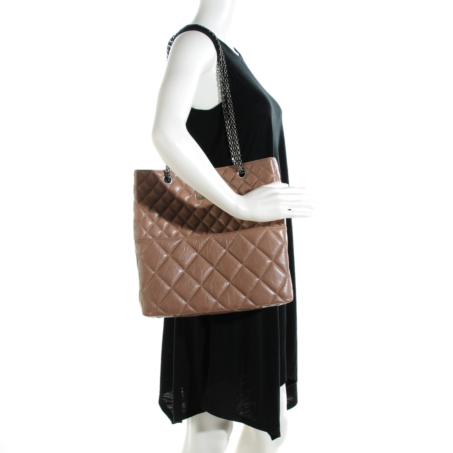 Aged Calfskin Quilted Reissue 2.55 Tote Light Brown