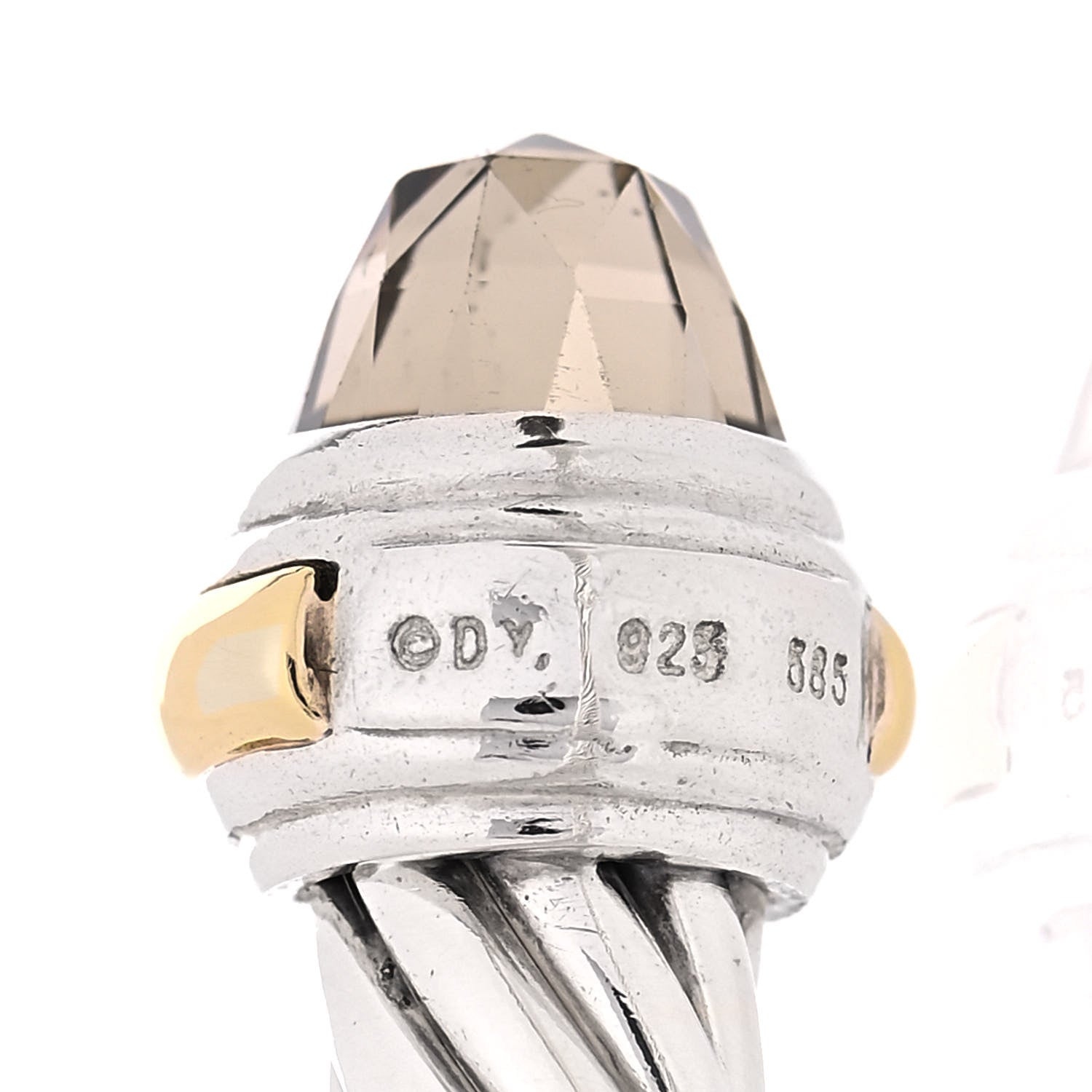 David Yurman Sterling Silver 14K Yellow Gold Smoky Quartz 7mm Cable Classics Bracelet 5 of 5