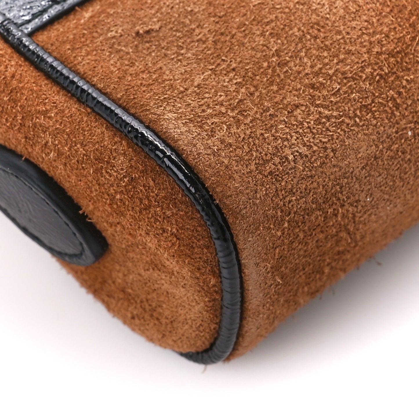 Suede Patent Web Mini Ophidia Shoulder Bag Nocciola Black