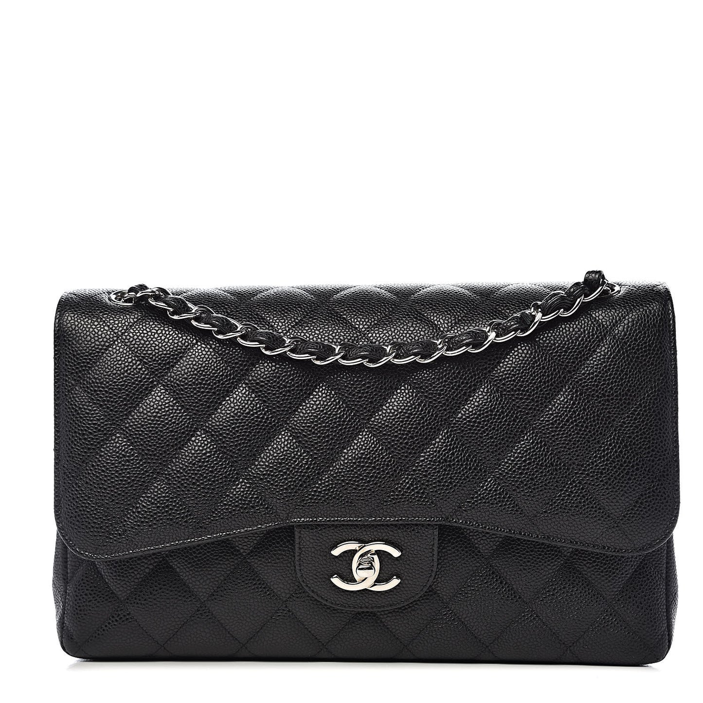 Caviar Quilted Jumbo Double Flap Black