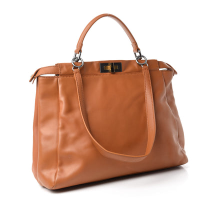 Fendi Calfskin Large Peekaboo Iconic Satchel Caramel 3 of 19