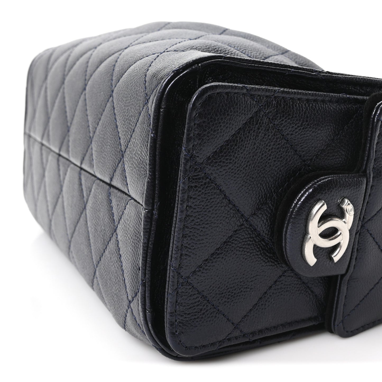 Metallic Caviar Quilted Mini Chanel 25 Handbag Dark Blue