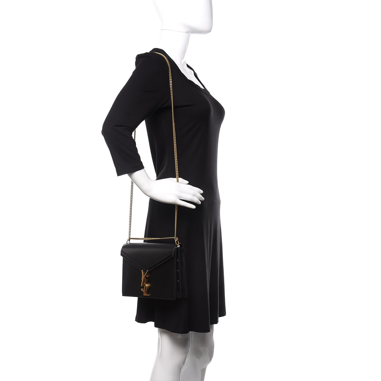 Saint Laurent Smooth Calfskin Monogram Cassandra Clasp Bag Black 2 of 10