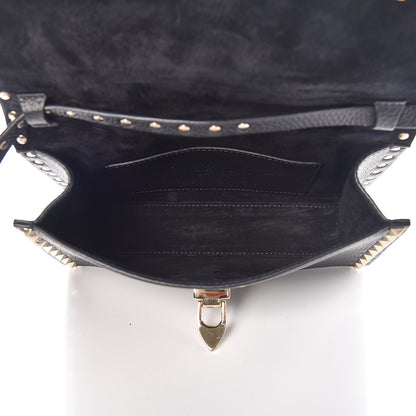 Valentino Garavani Pebbled Calfskin Medium Rockstud Flip Lock Crossbody Bag Black 5 of 6
